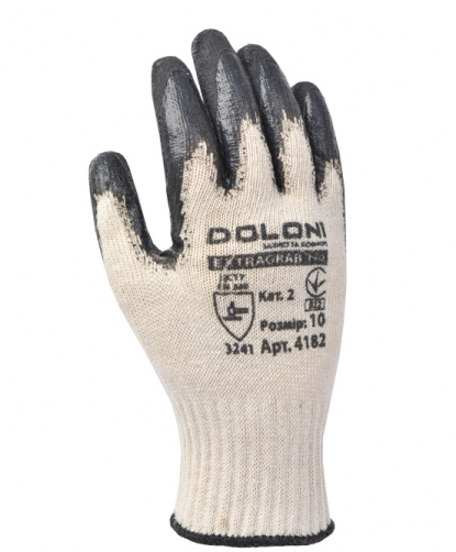 Рукавички EXTRAGRAB трикотажні з латексним покриттям 4182 Долоні розмір 10